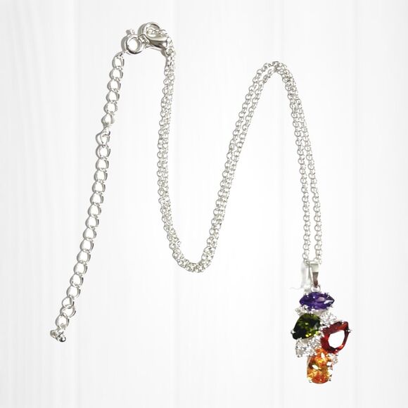 NVC Nataliya V Collister Silver Tone Pendant Necklace Rhinestone Cluster Bling - Picture 9 of 9